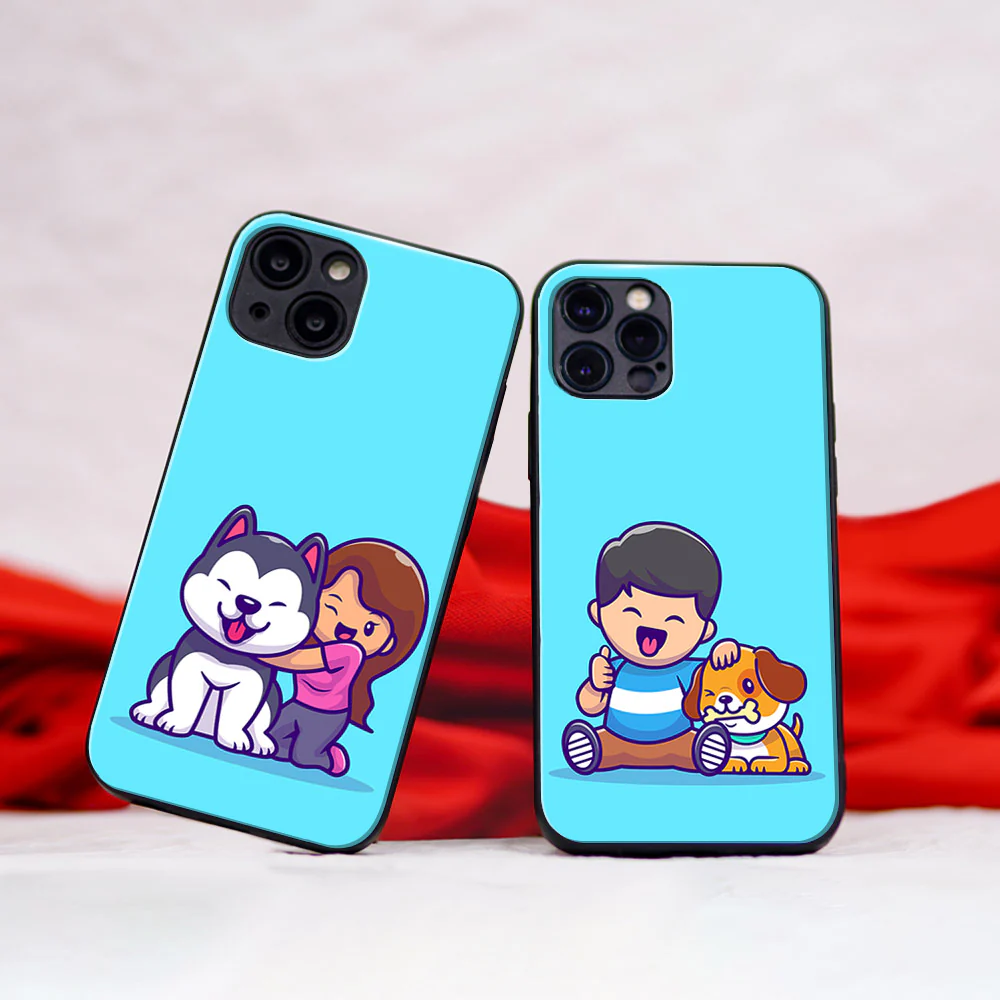 Beagle Boy Husky Girl Couple Glass Case