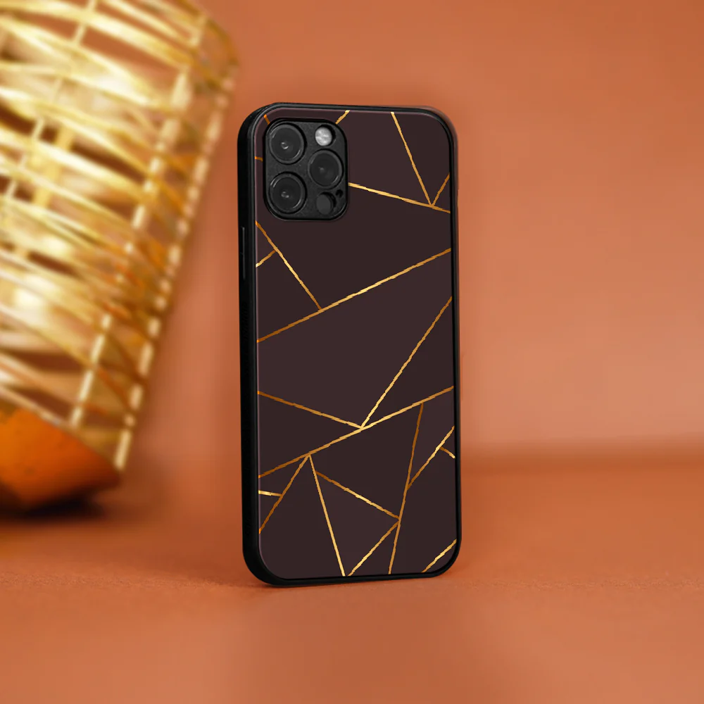 Black and Gold Geometric Pattern Glass Case