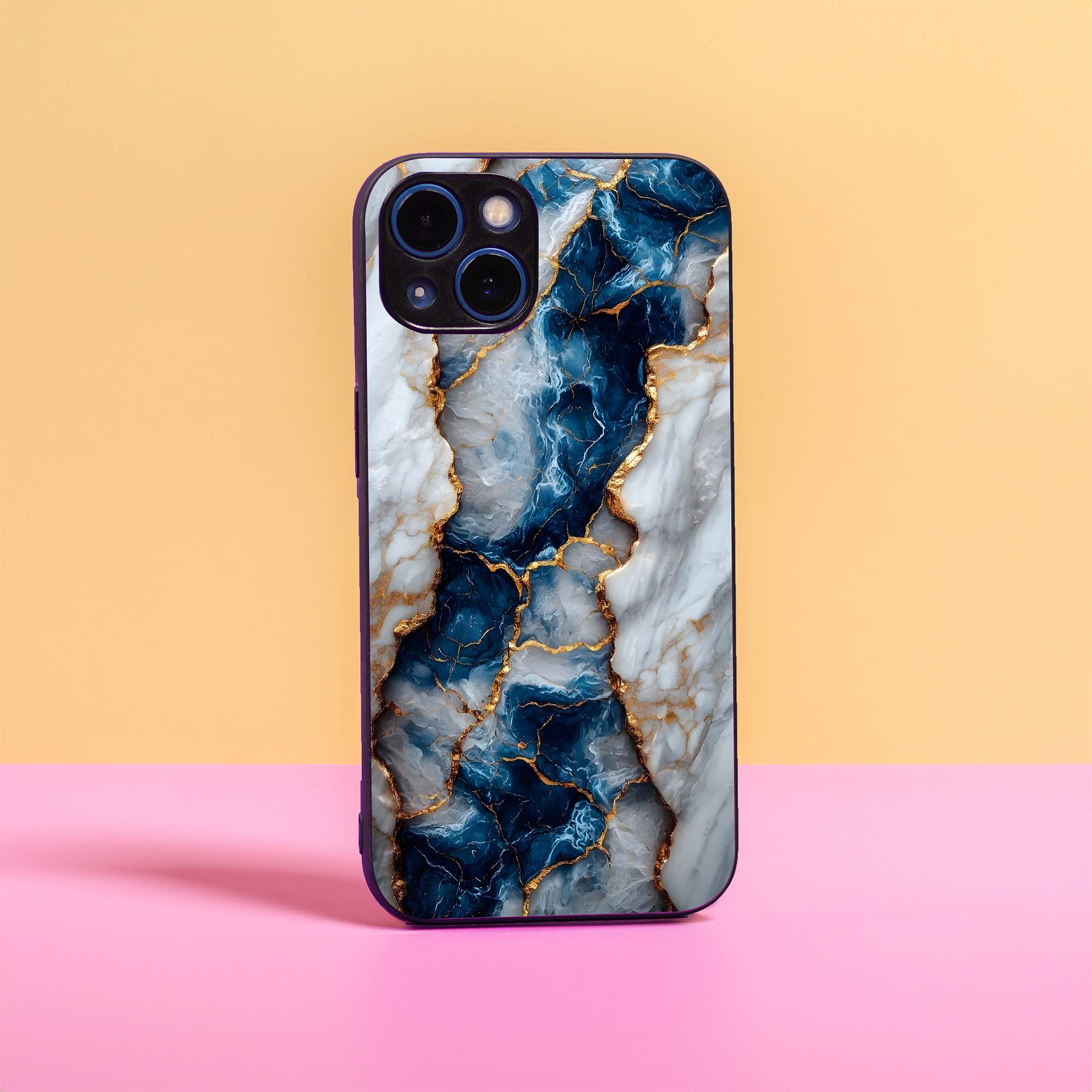 Blue Crystallised Marble Glass Case