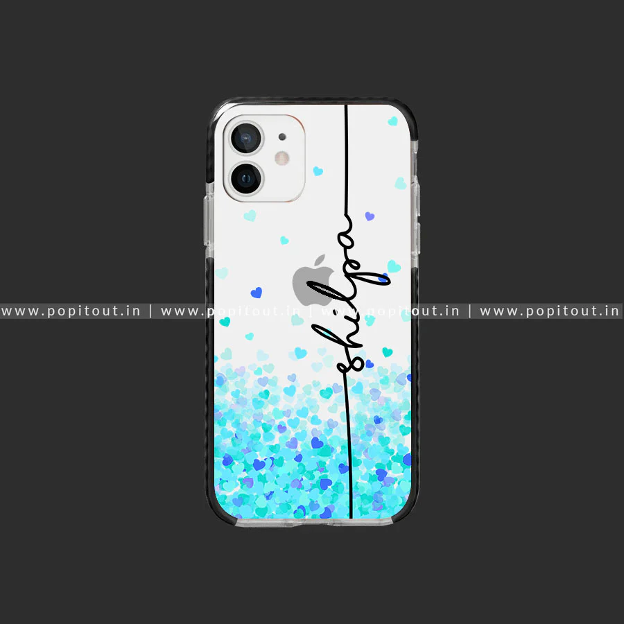 Blue Hearts Falling Name Case Drop Proof