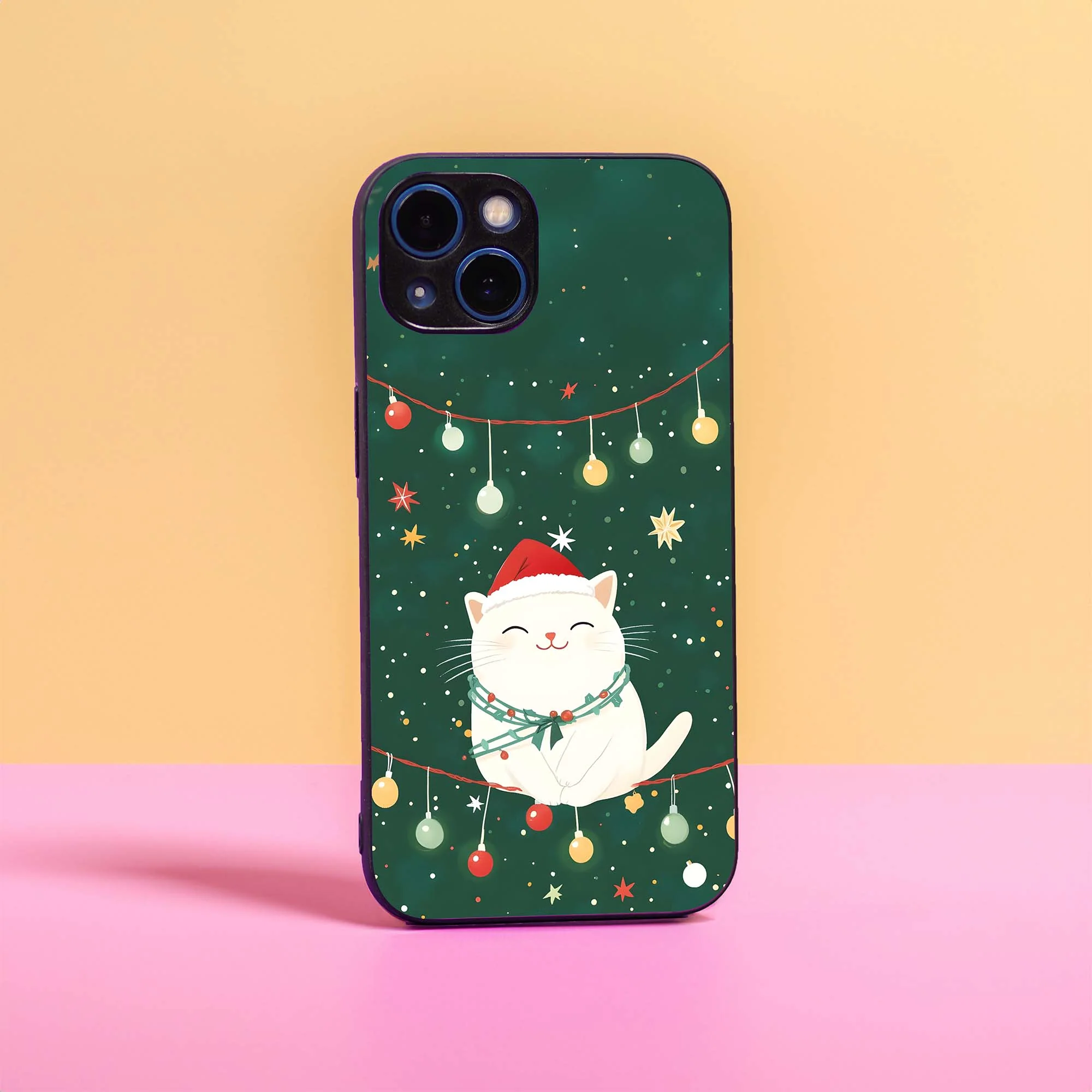 Christmas Kitty Glass Case
