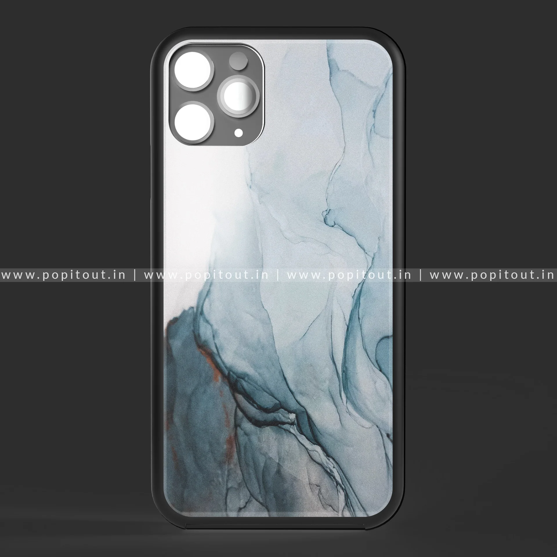 Black abstract marble printed glass case