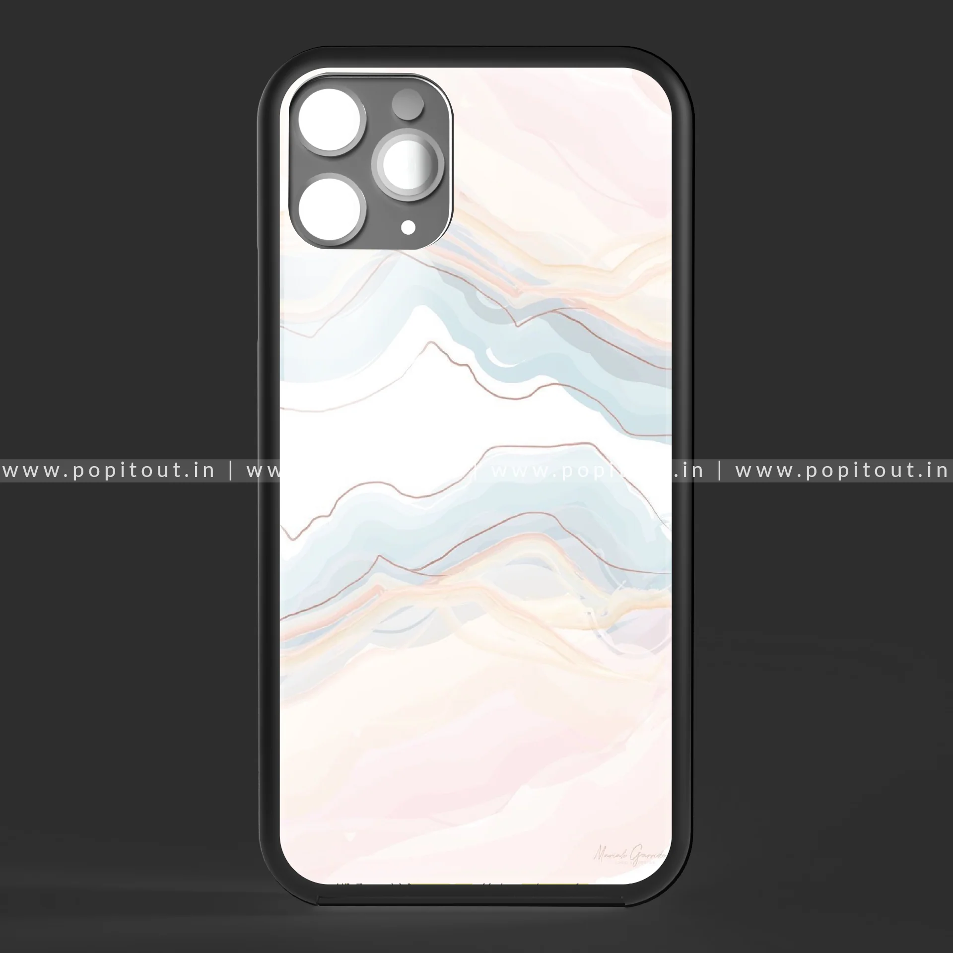 Peach geode printed glass case