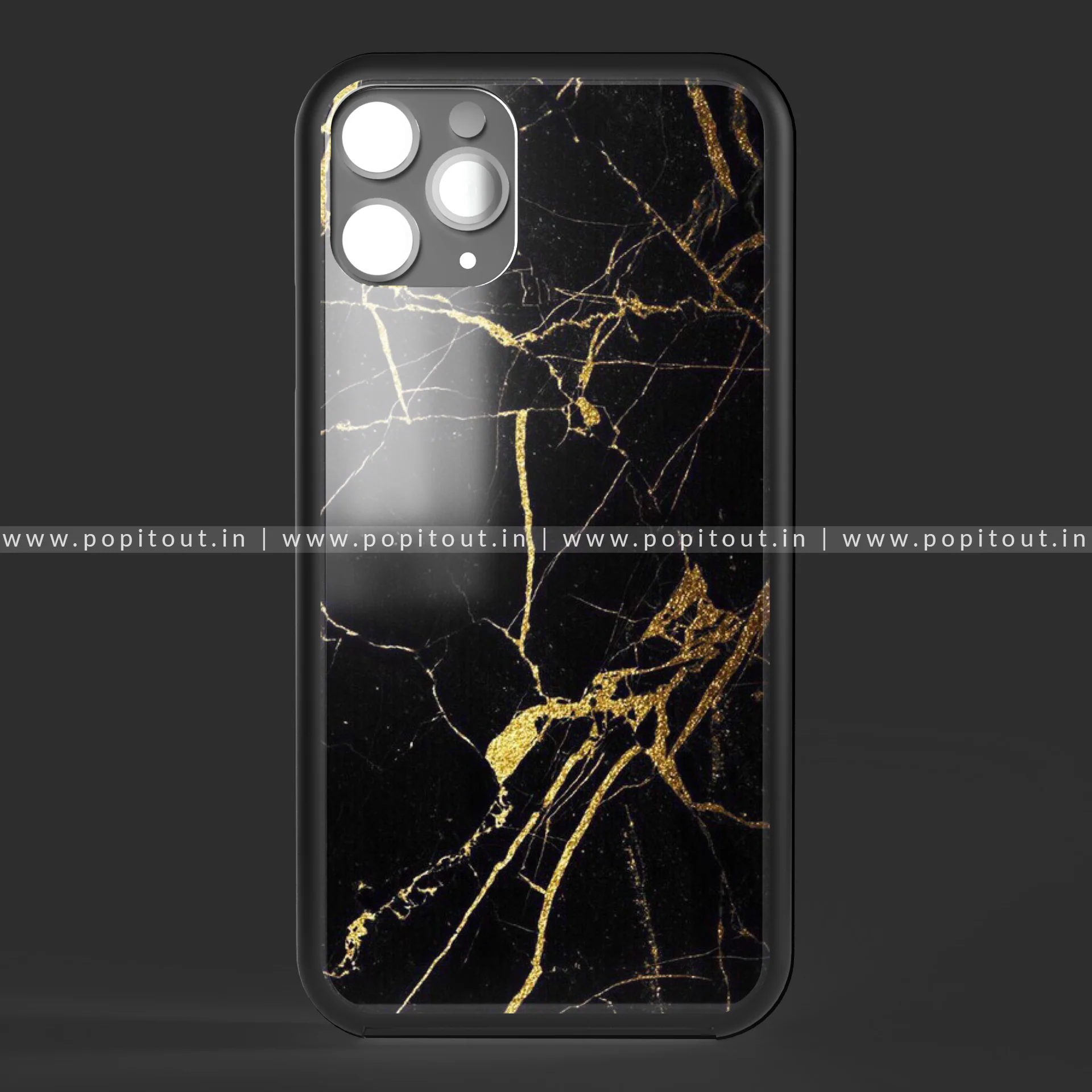 Black marble print glass case