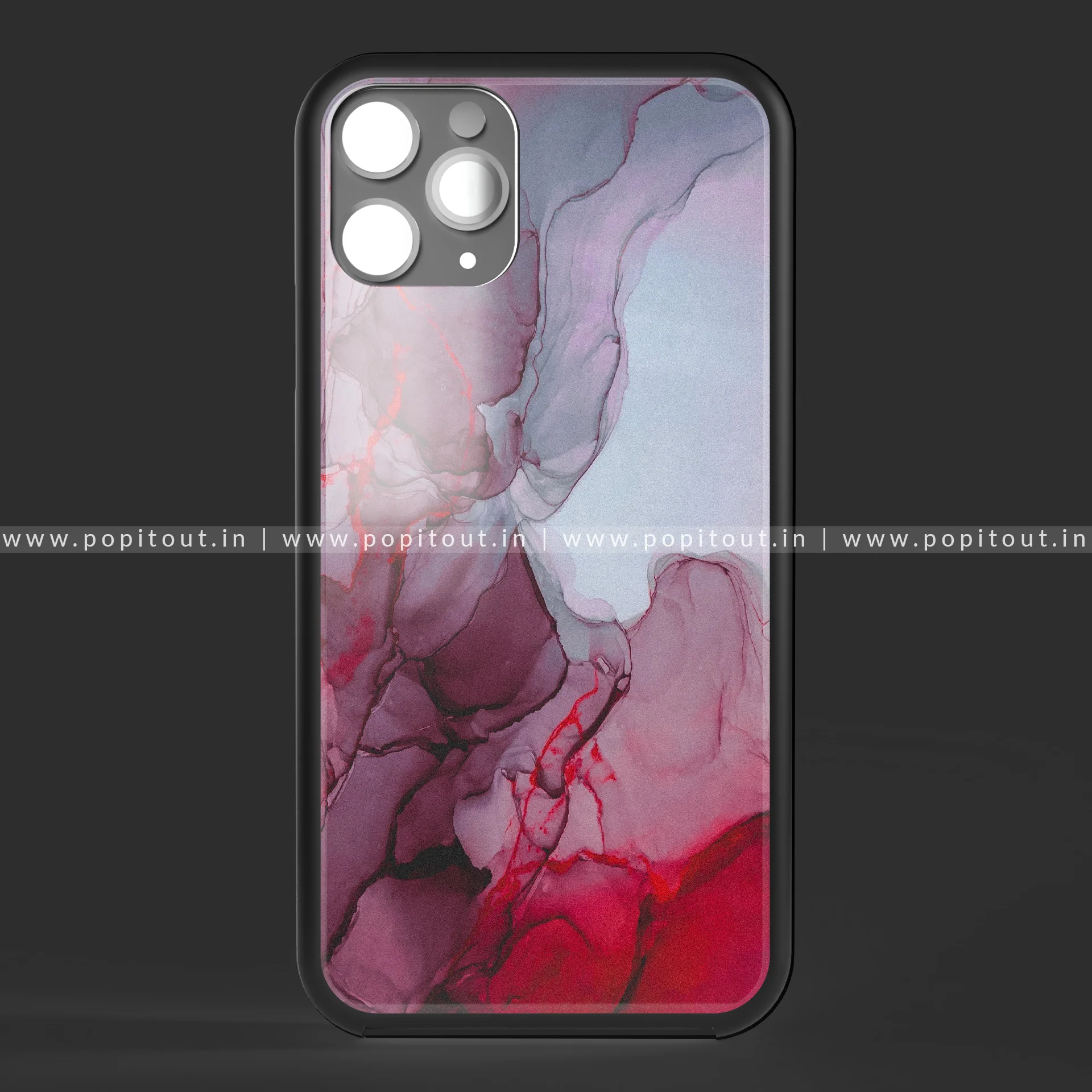 Pink and grey smokey marble glass case