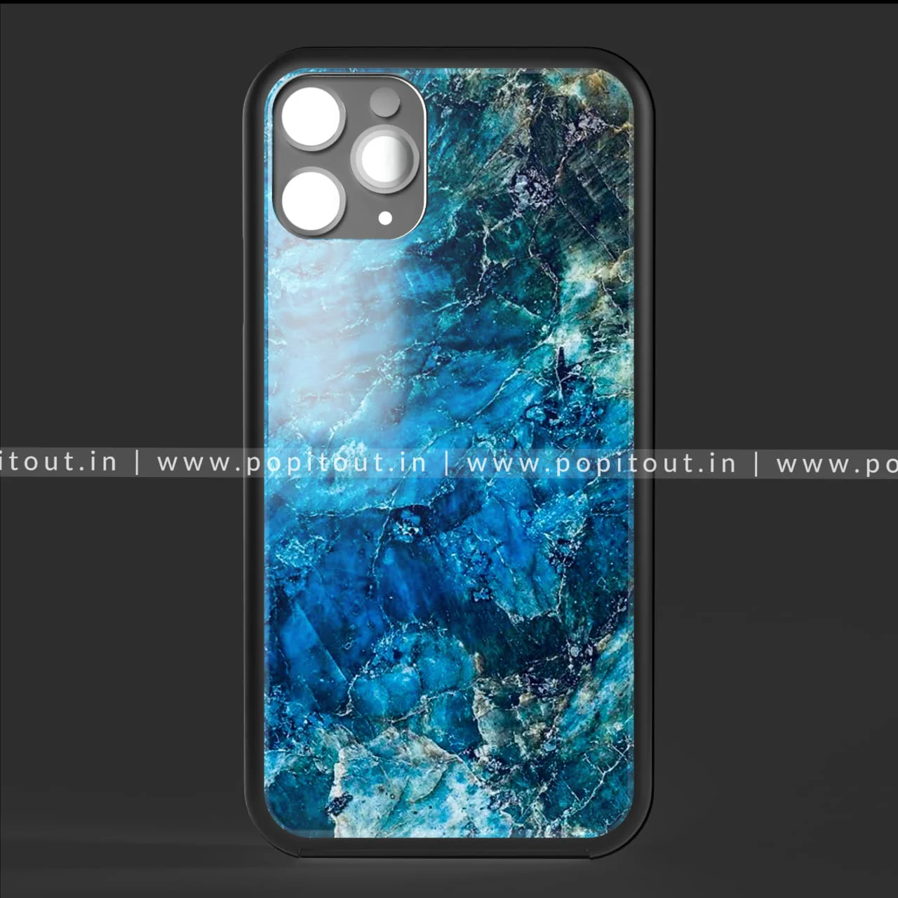 Coral Blue Marble Printed Glass Case