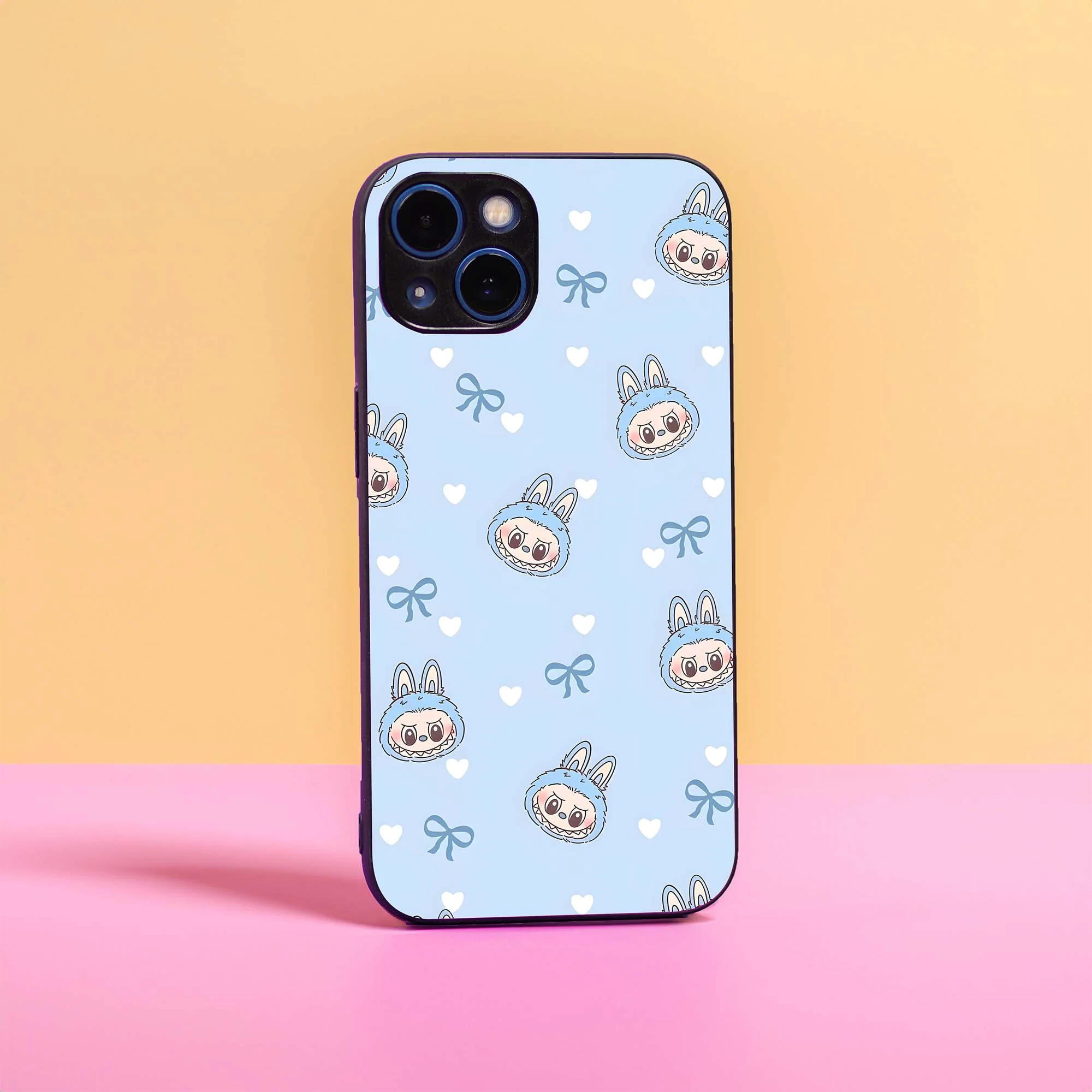 Cute Blue Pattern Glass Case