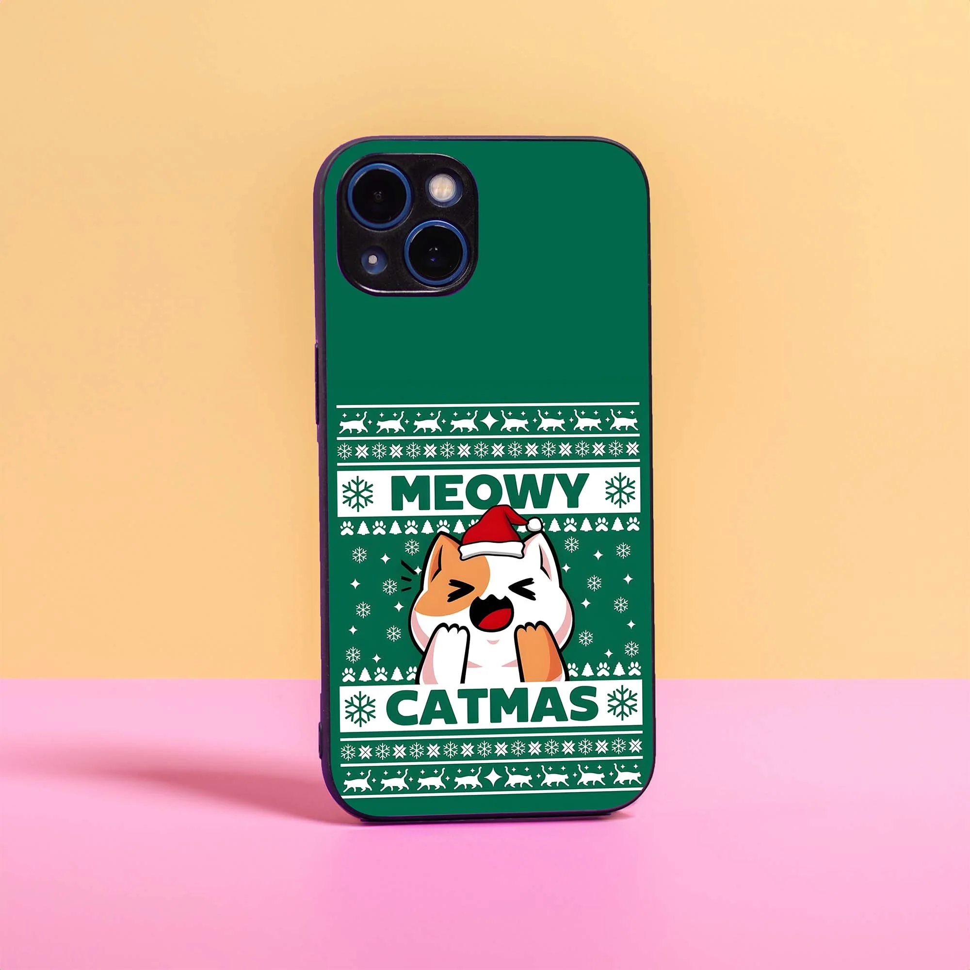 Cute Meowy Chrismas Glass Case