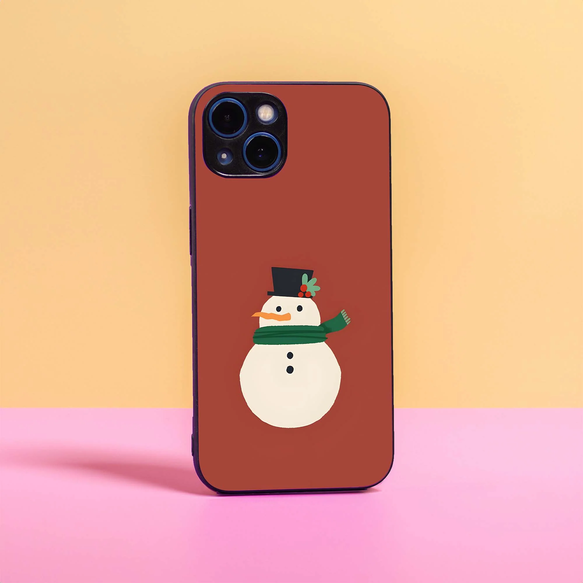 Cute Snowman Glass Case