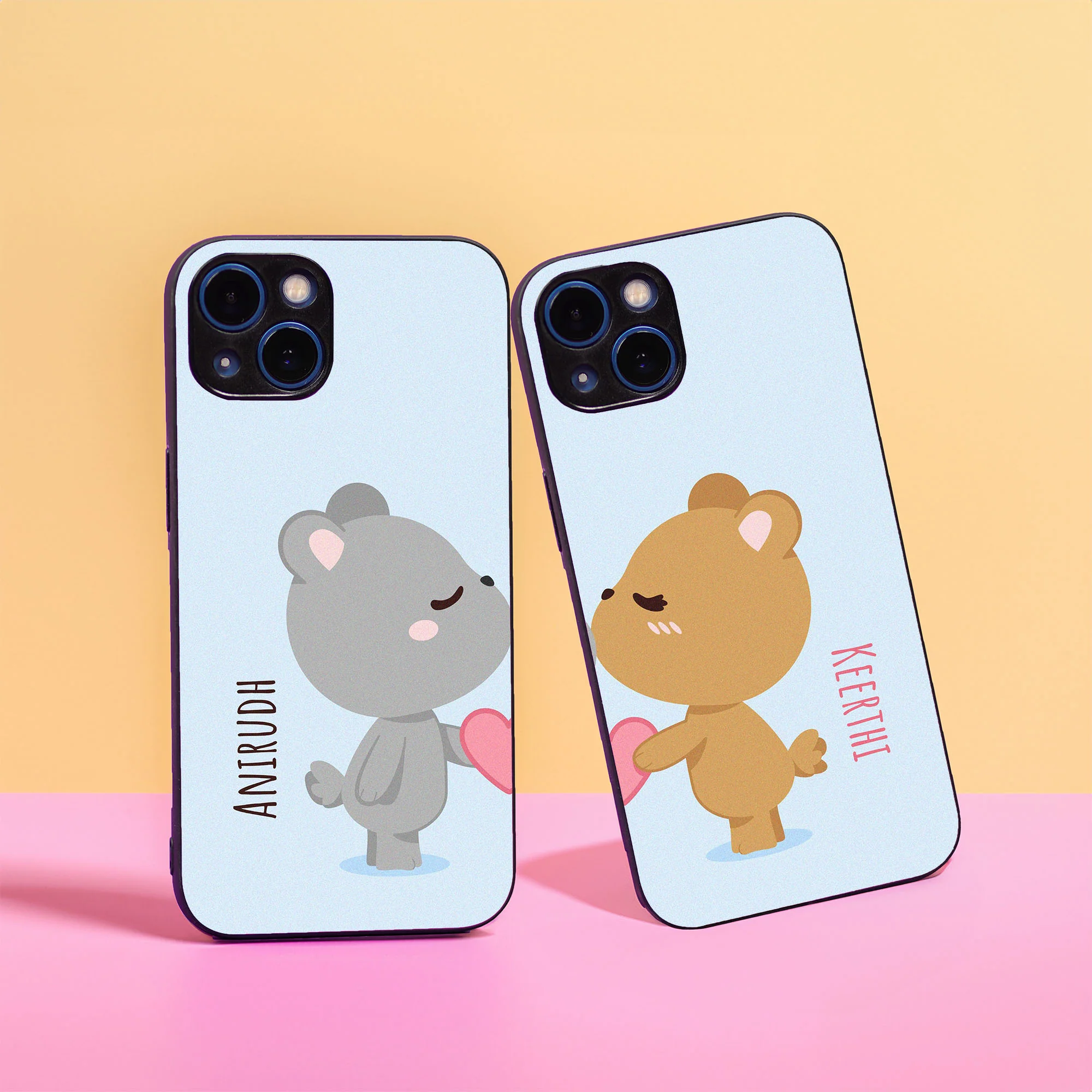 Cute Teddy Couple Name Case