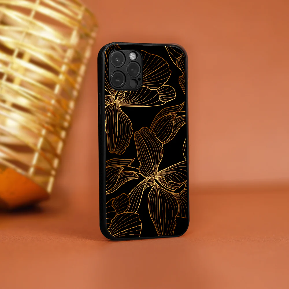 Elegant Black and Gold Glass Case