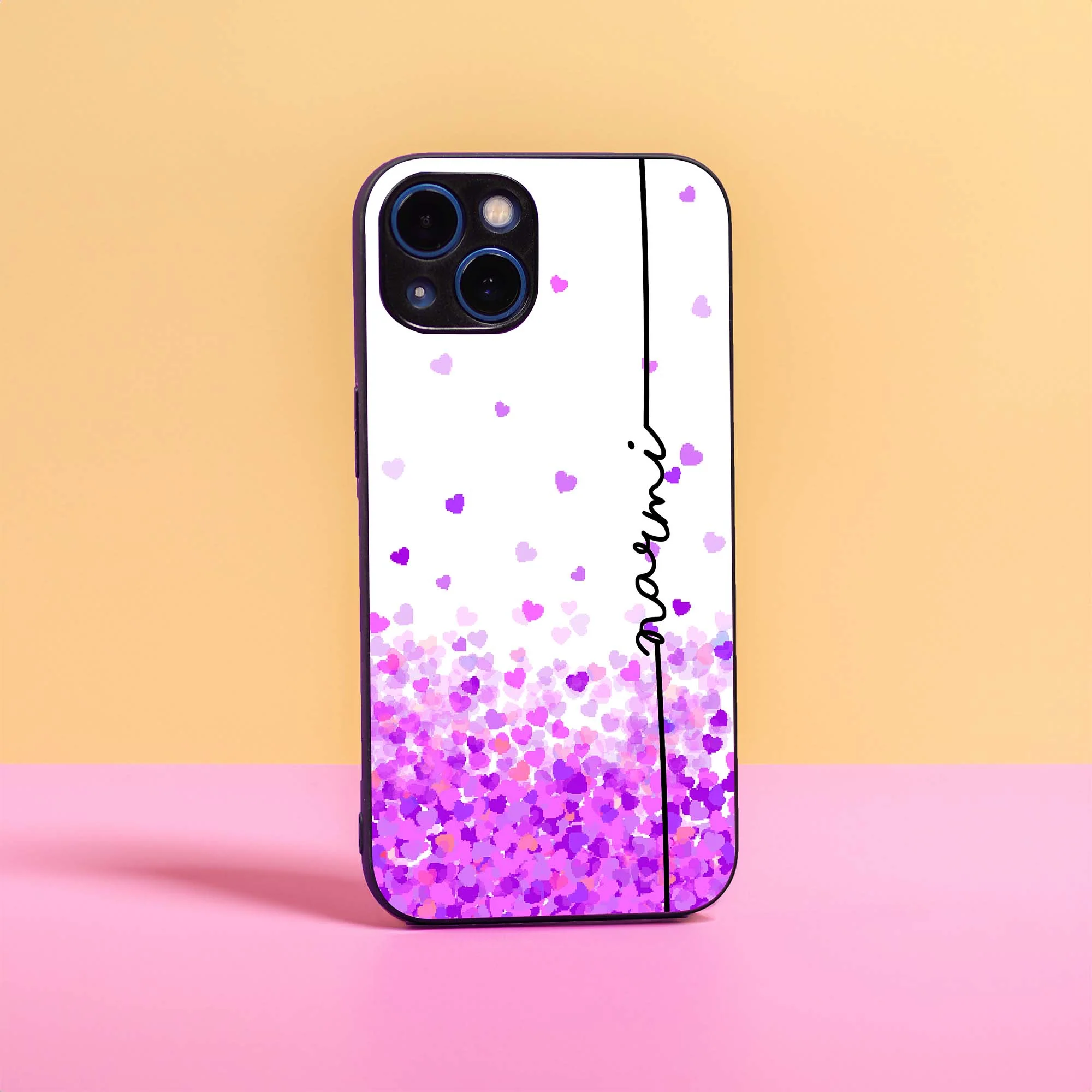 Falling Heart Name Glass Case - Image 2