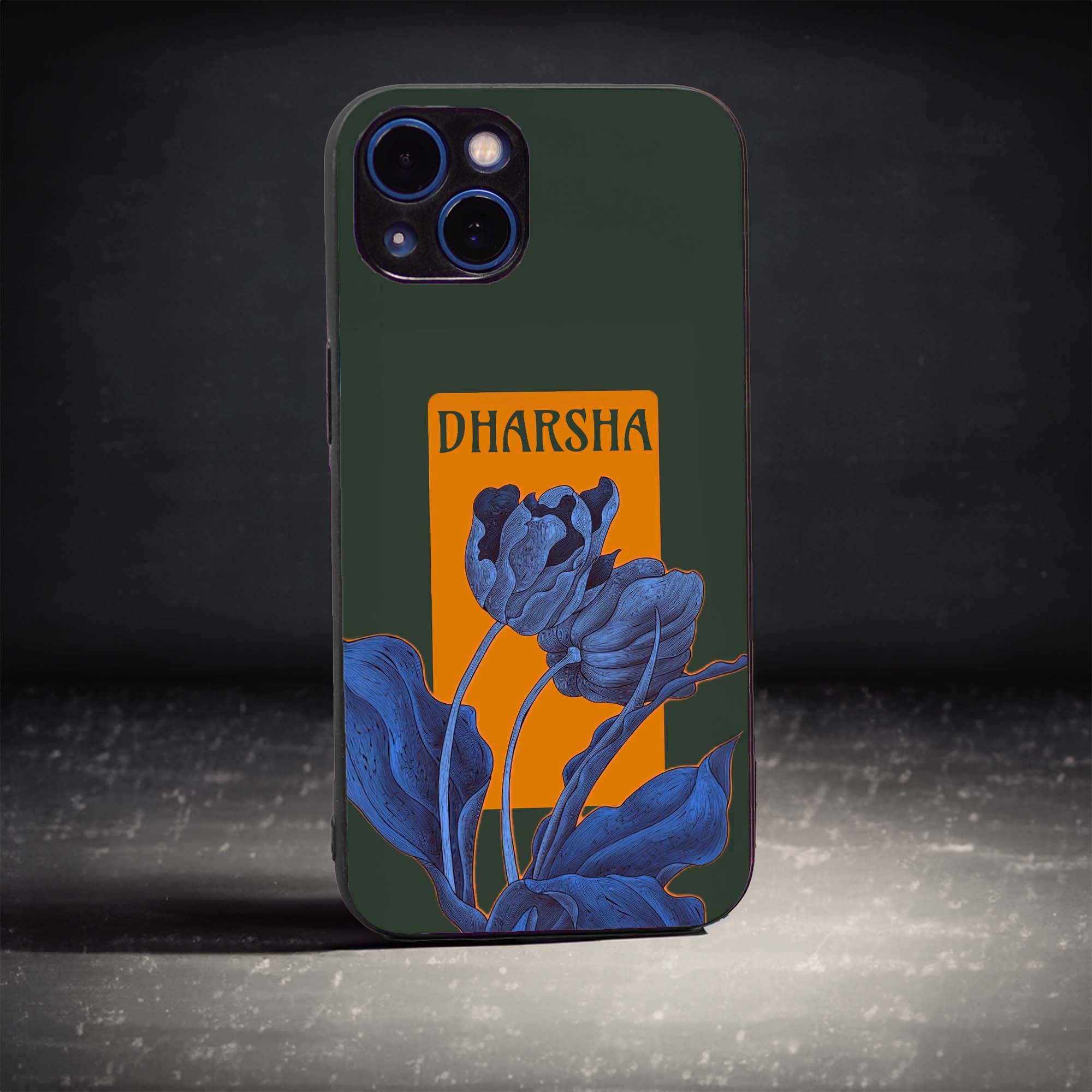 Green Floral Name Case