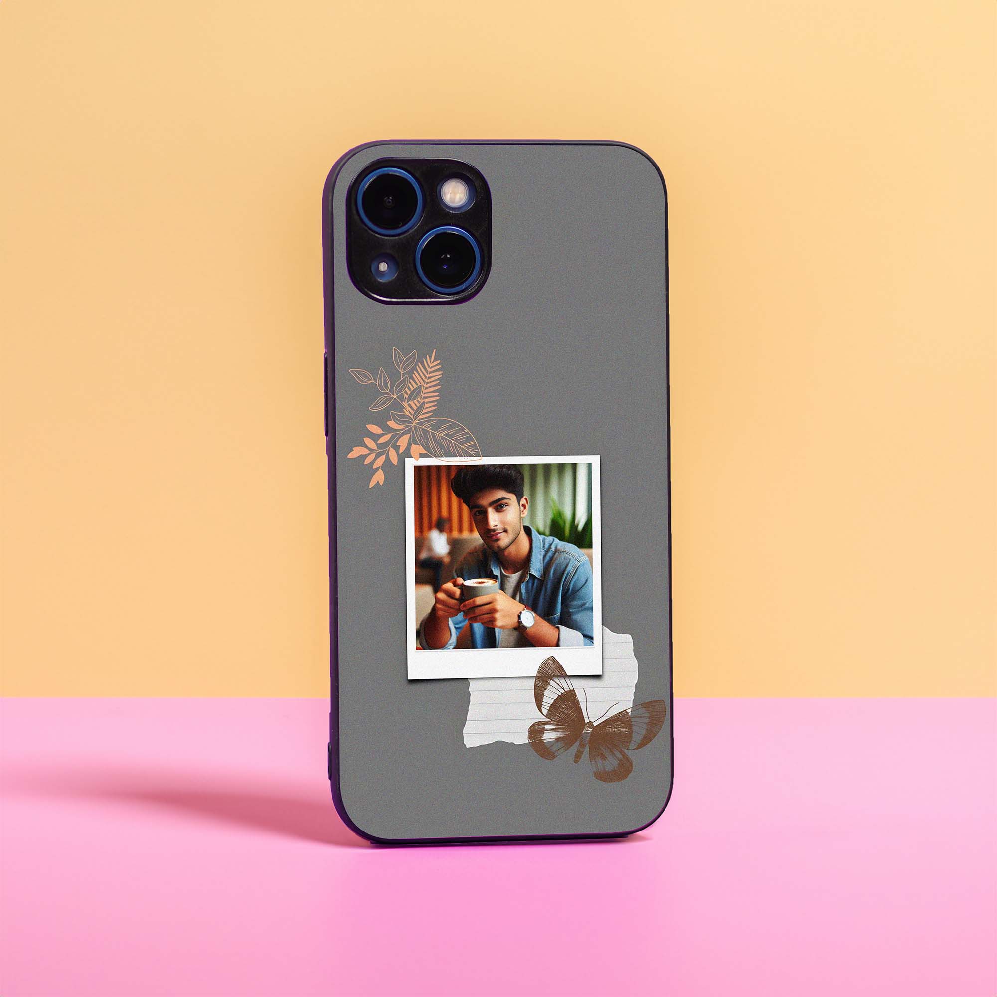 Grey Butterfly Photo Case