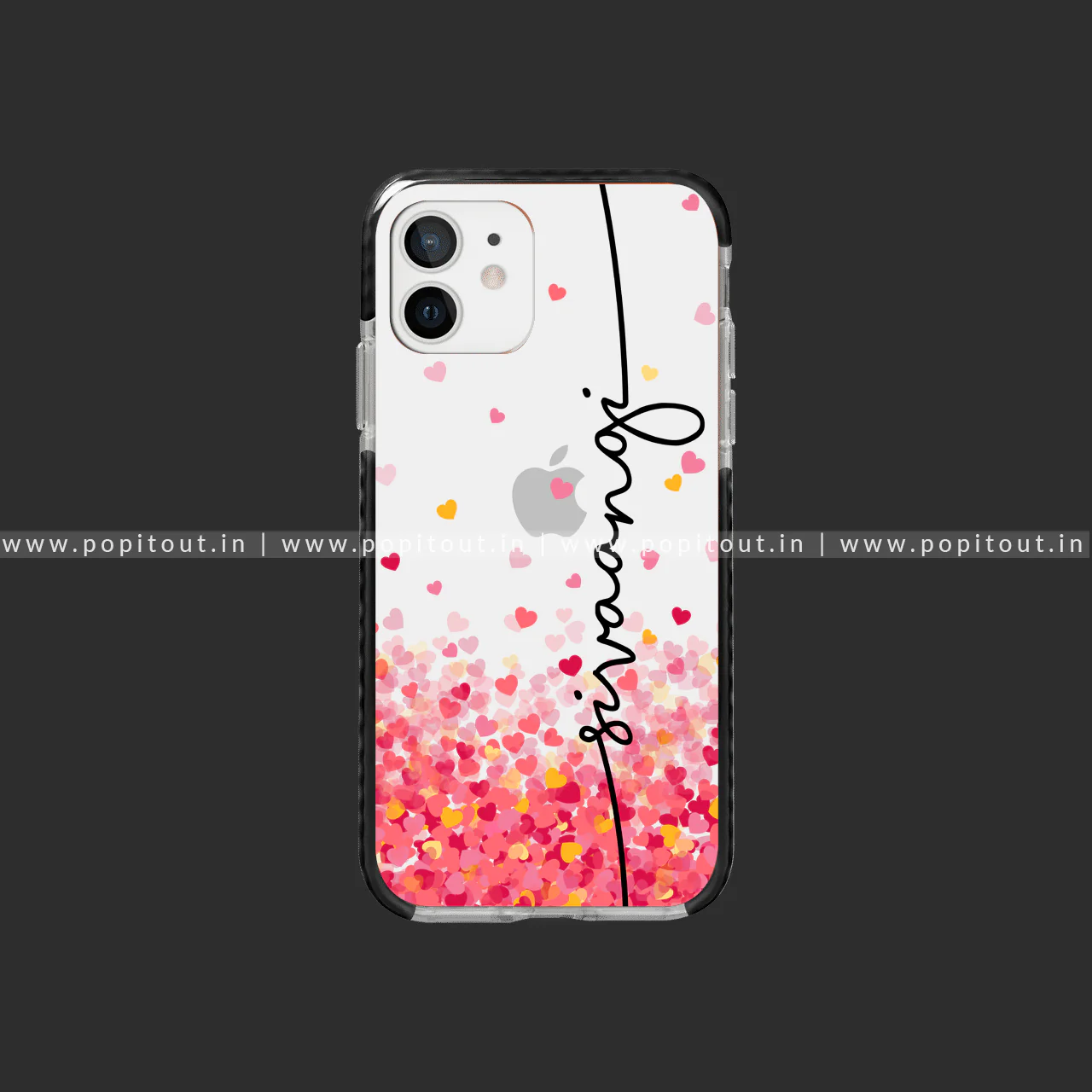 Pink Hearts Falling Name Case Drop Proof