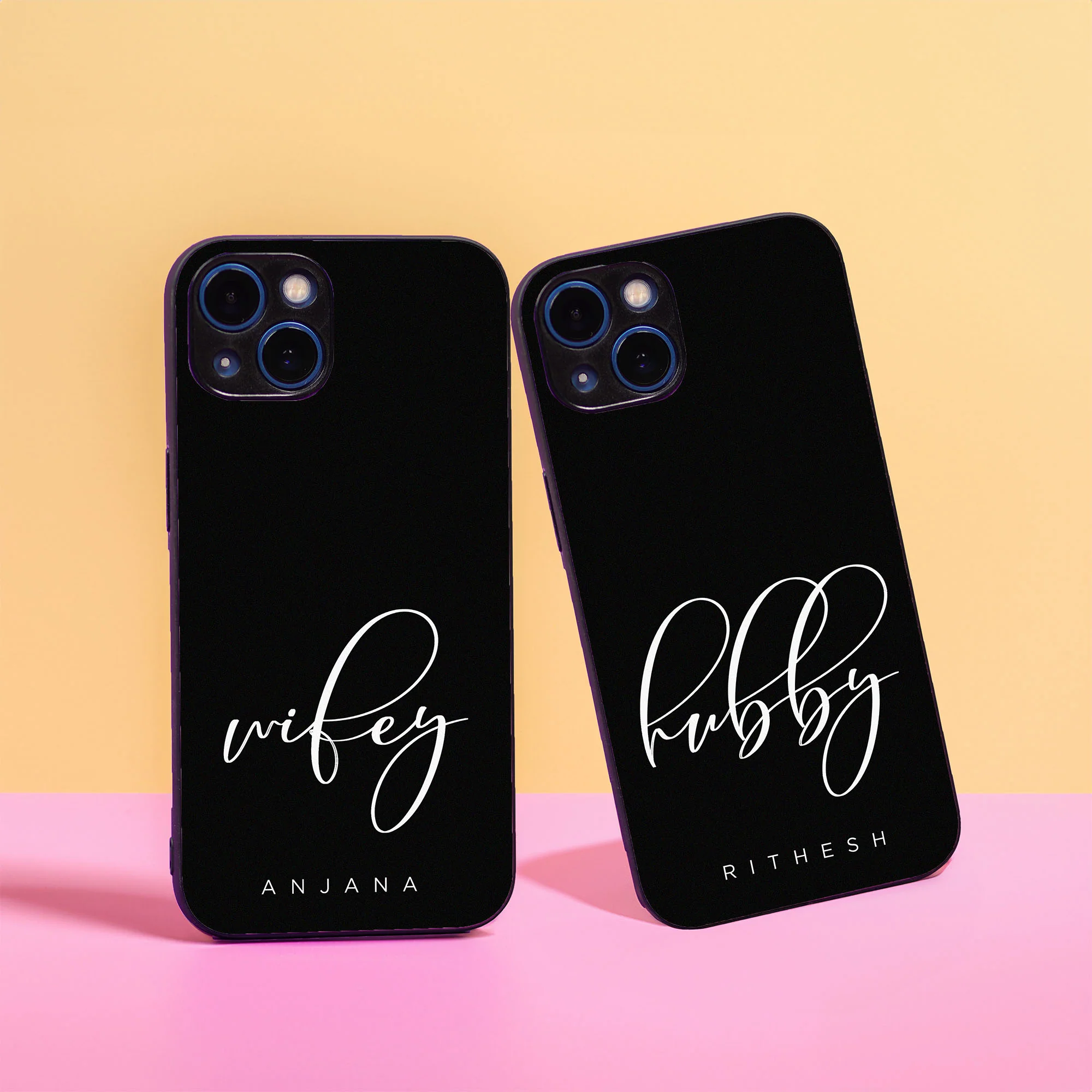 Hubby And Wifey Couple Name Case