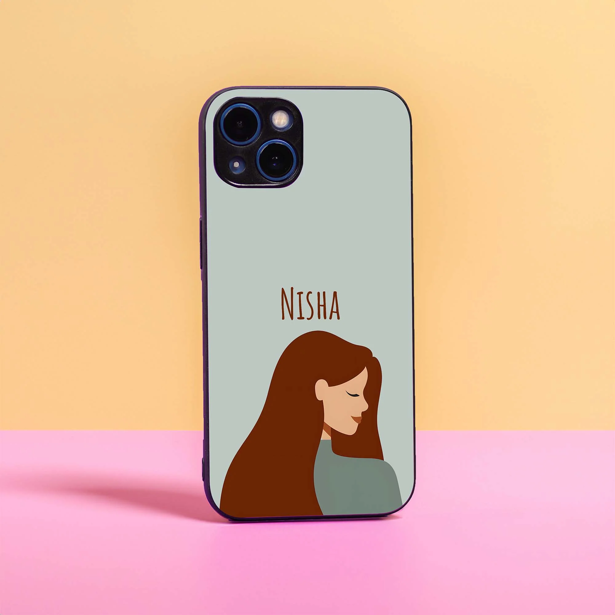 Long hair Girl Name Glass Case