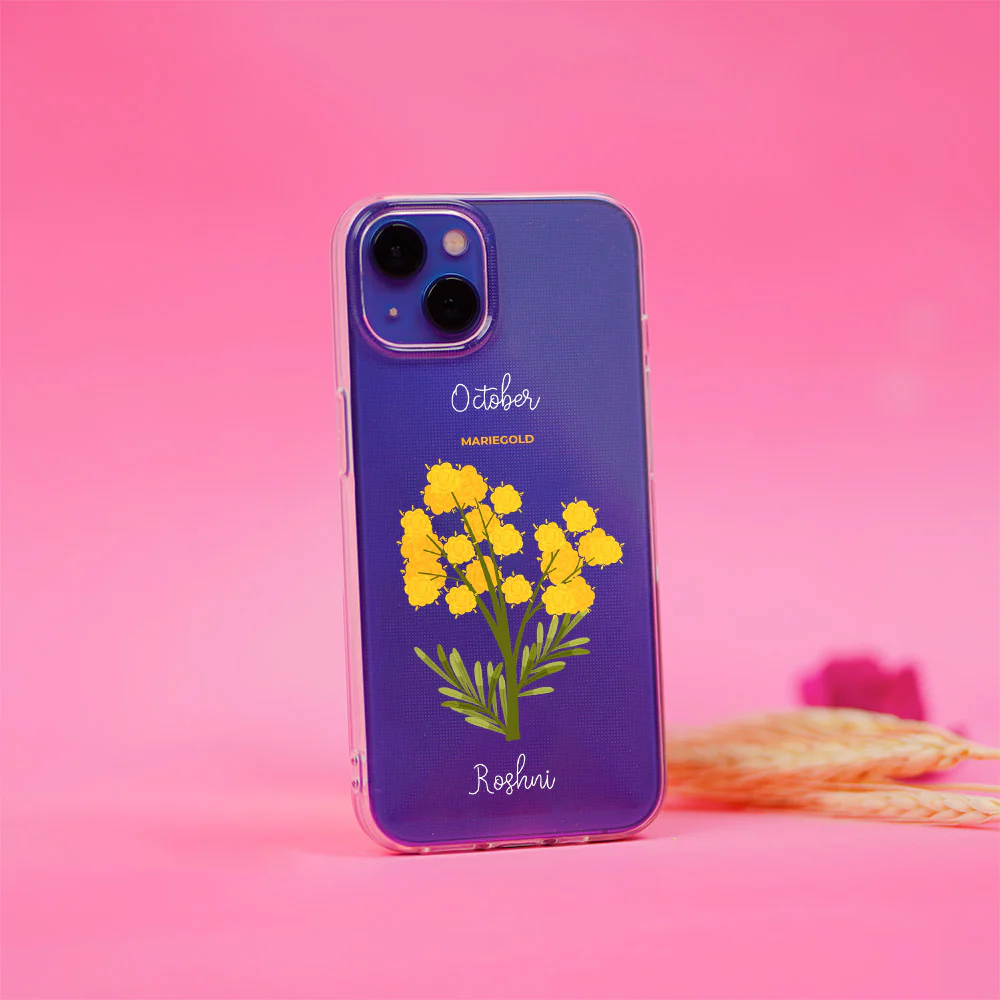 Mariegold floral Silicon Name Case - Image 2