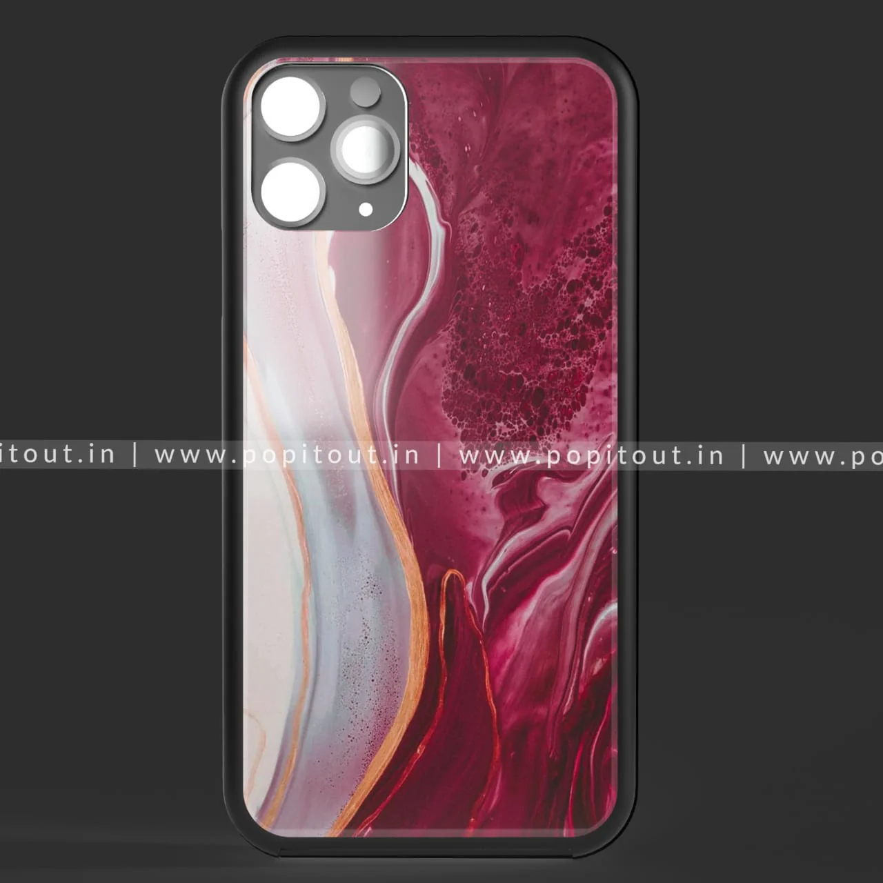 Maroon Wave Marble Printed Glass Case