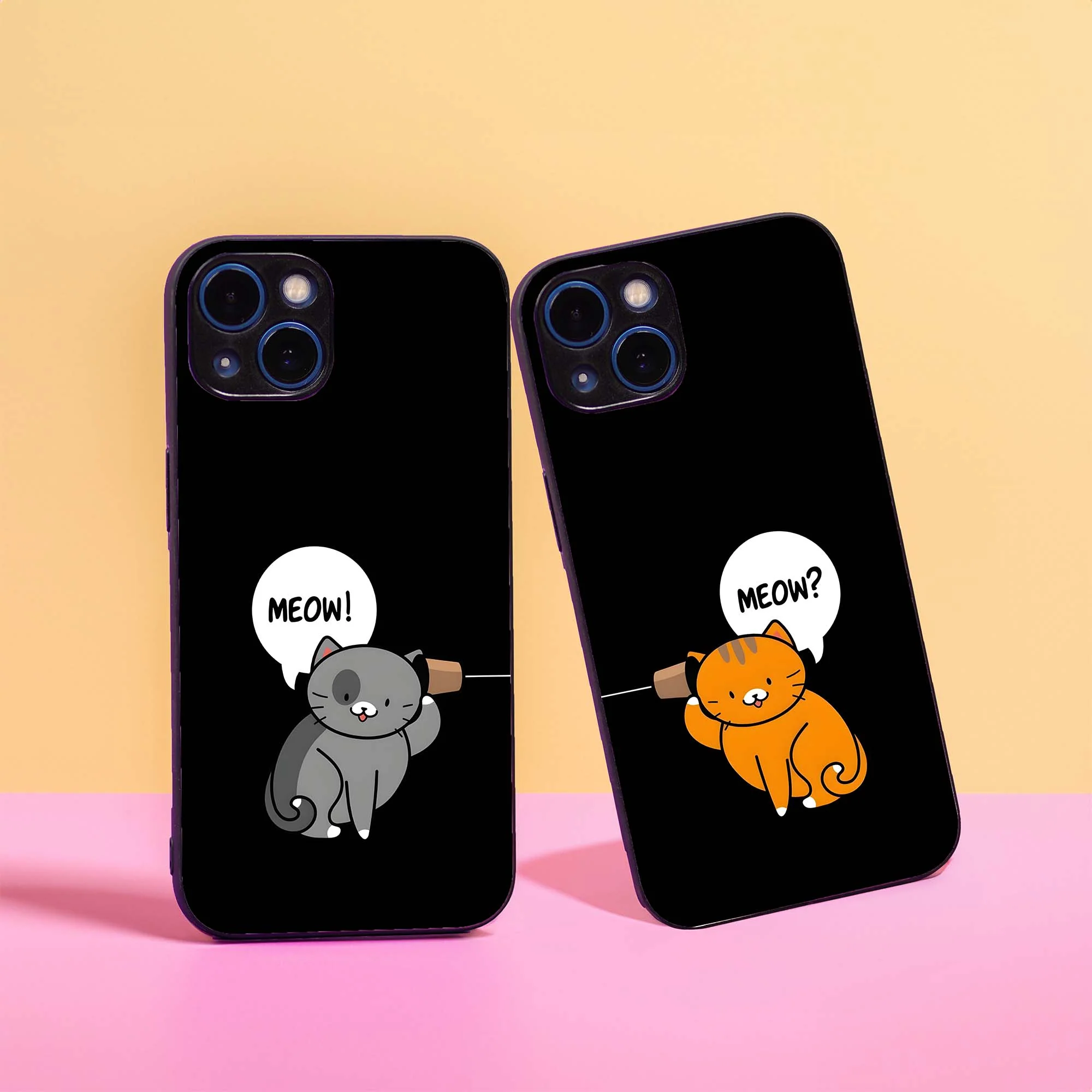Meow Meow Couple Glass Case