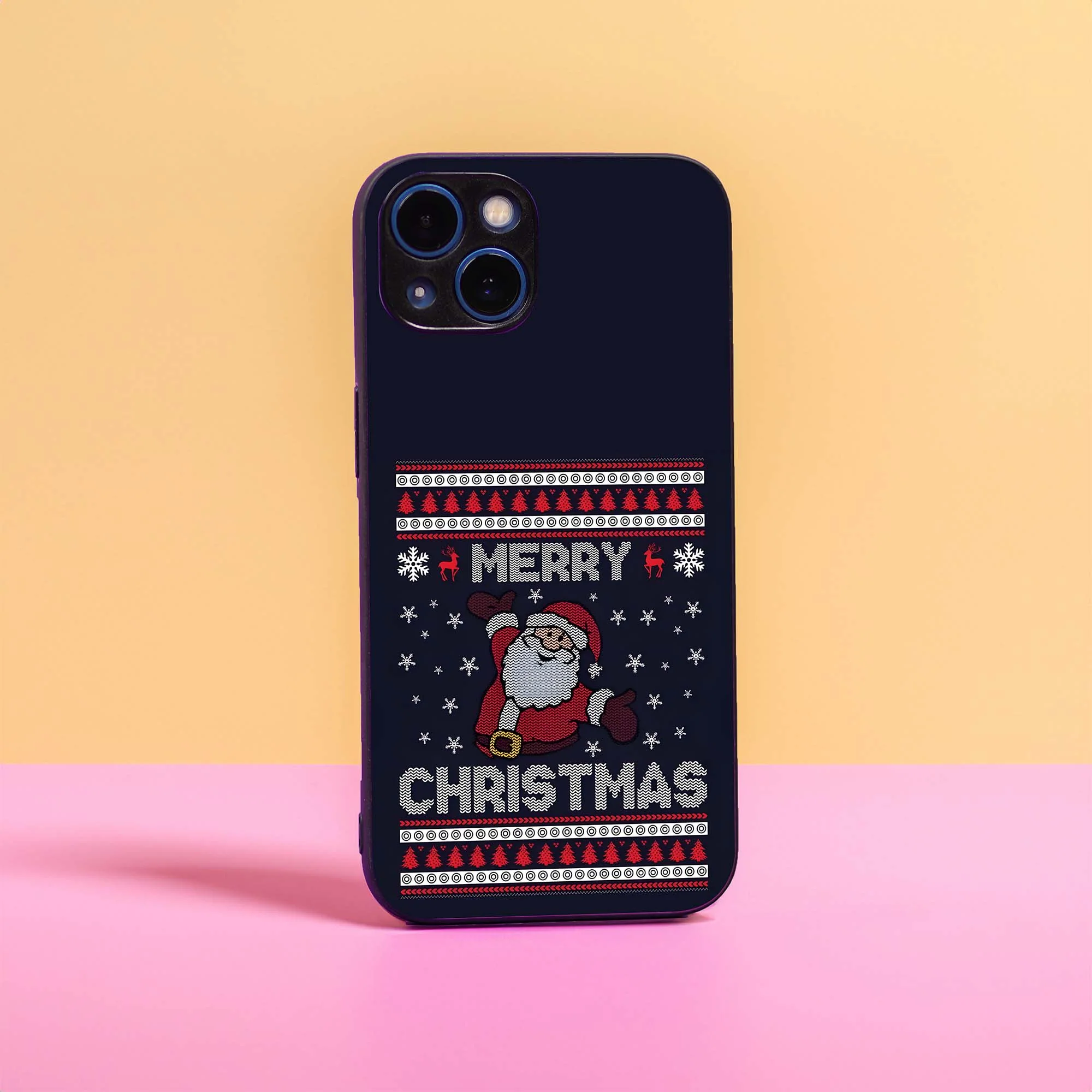 Merry Christmas Pattern Glass Case
