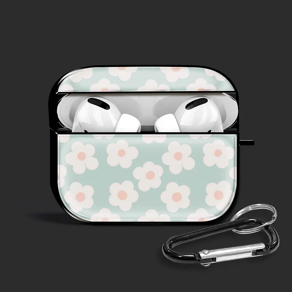 Mint Green Floral Airpods Glass Case