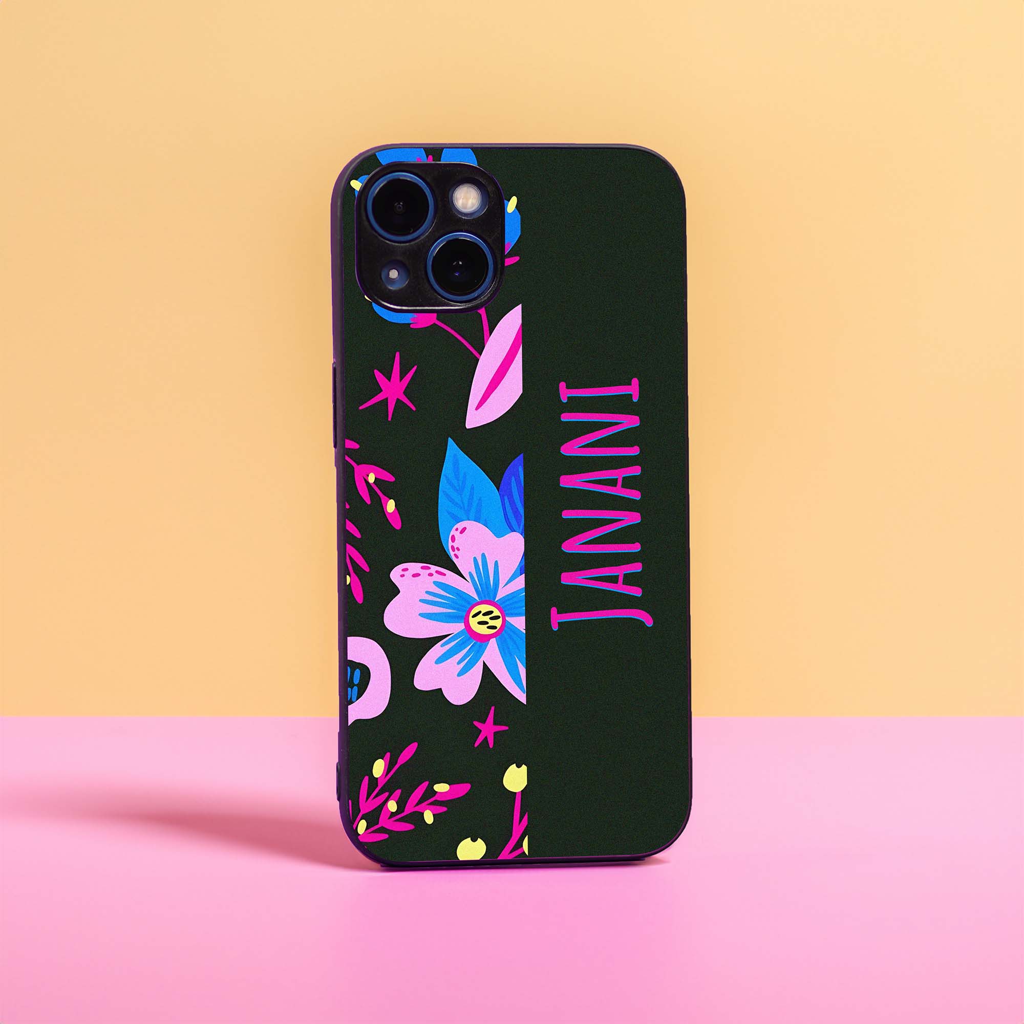 Pink and Blue Floral Pattern Name Case