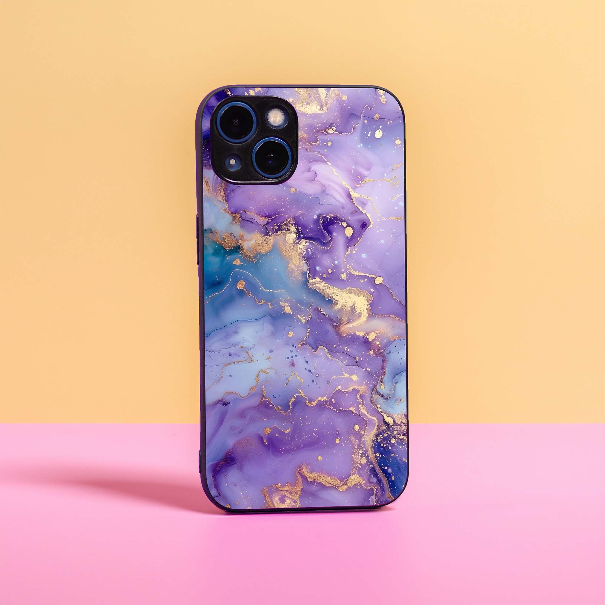 Purple Tone Marble Glass Case
