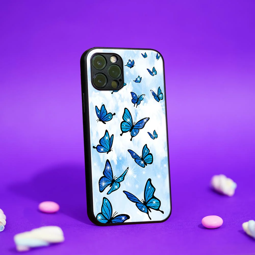 Sparkle Cloud Butterfly Print Glass case