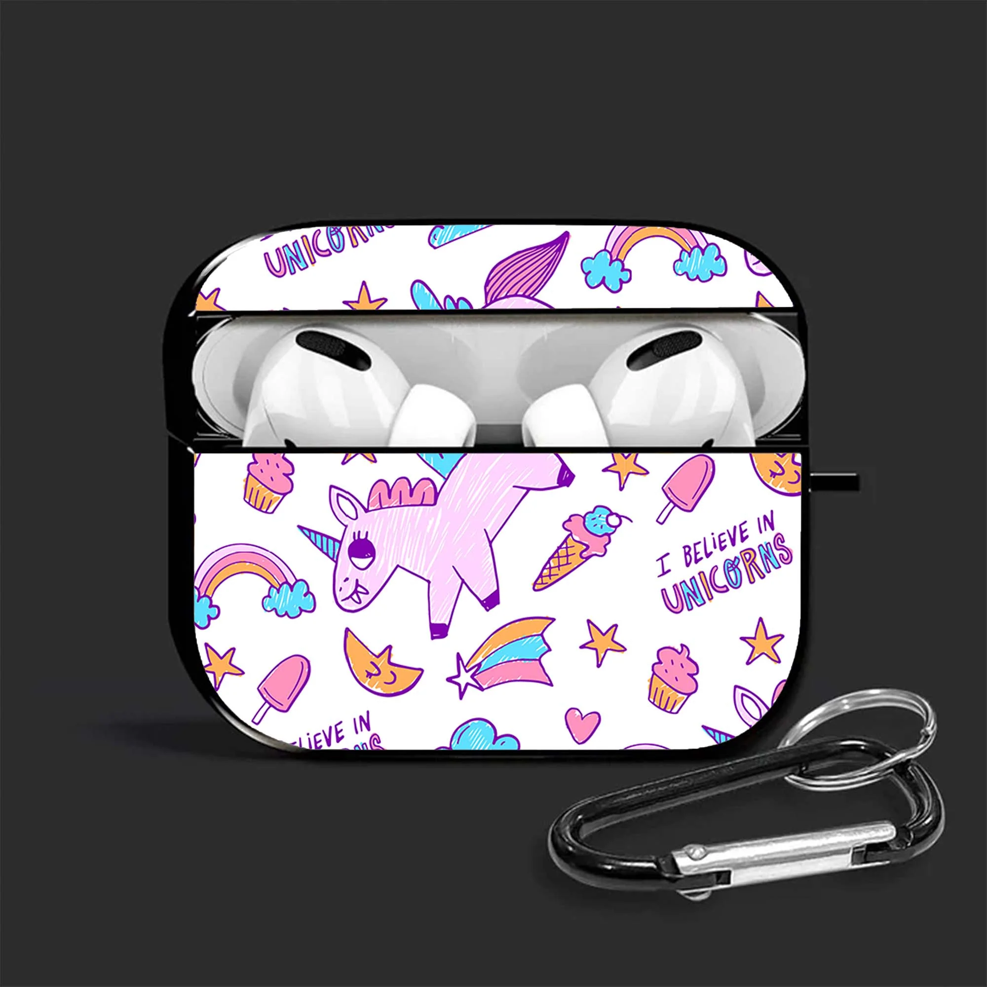 Unicorn Drawing Pattern Airpods Glass Case